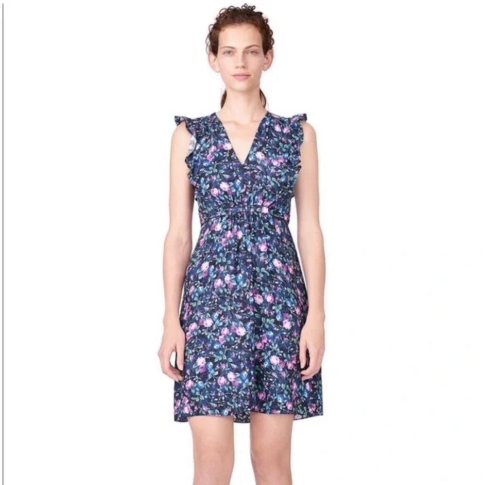 C16 Rebecca Taylor Silk Ruby Floral Dress V Neck Boho Y2K Minimalist Sze 6